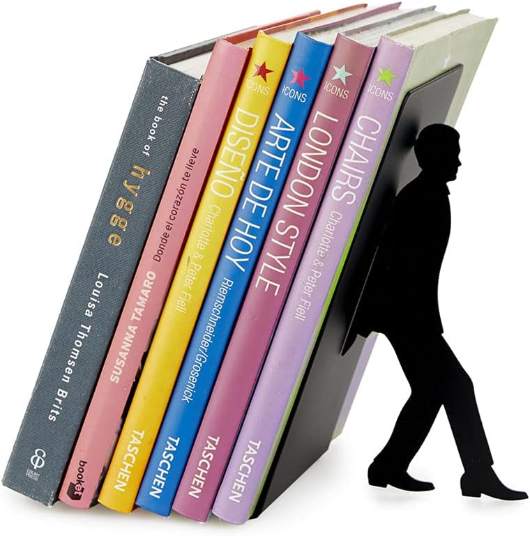 Balvi Too Many Books Bookend – Black Metal Book Holder with Anti-Slip Bumpers, Ideal for Home and Office Decor, for Book Lovers and Readers – Sujetalibros - Image 5